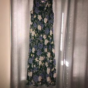 L Merona green floral dress with lining